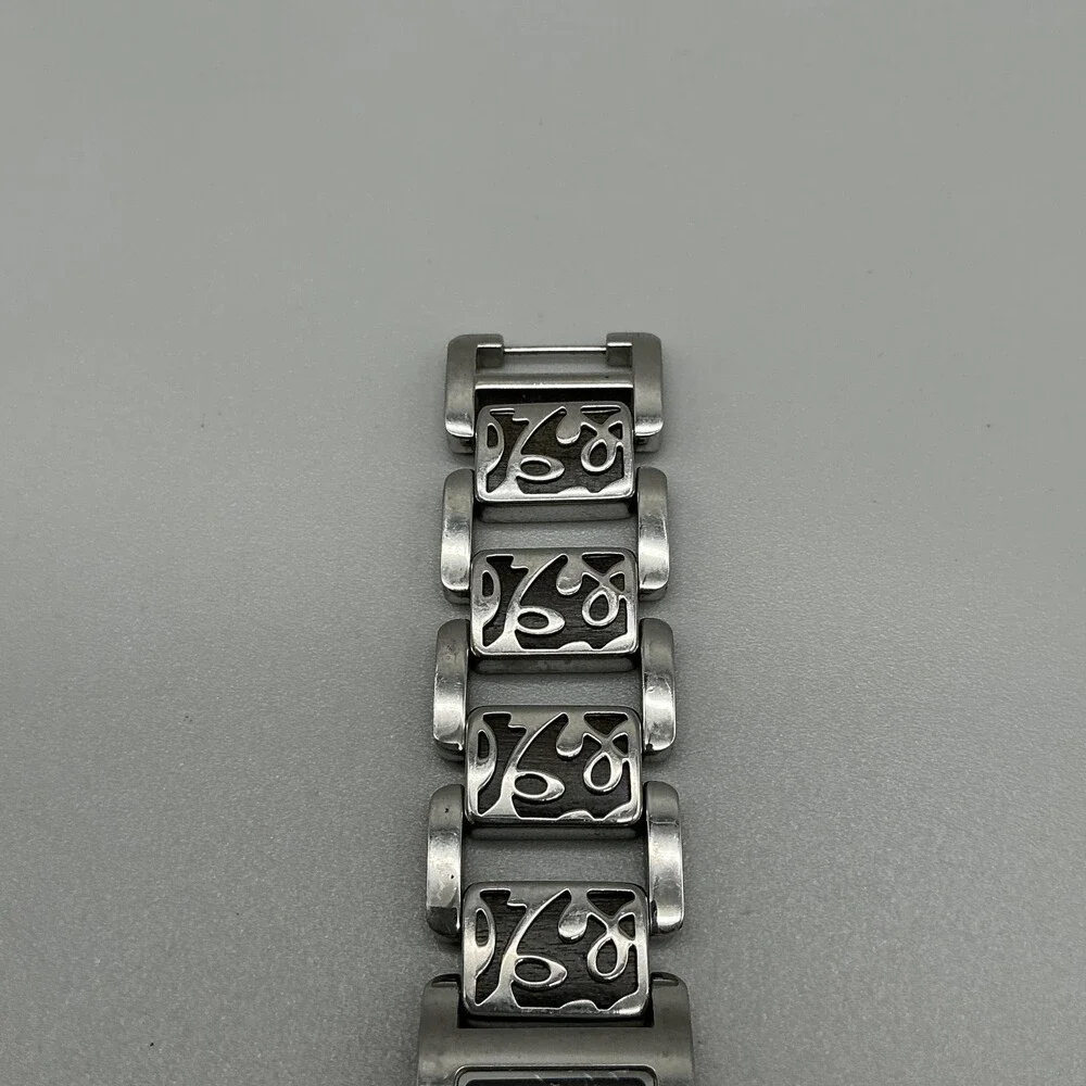 Fossil Womens Watch 21mm Black Dial Stainless Bracelet Wood New Battery 6.25